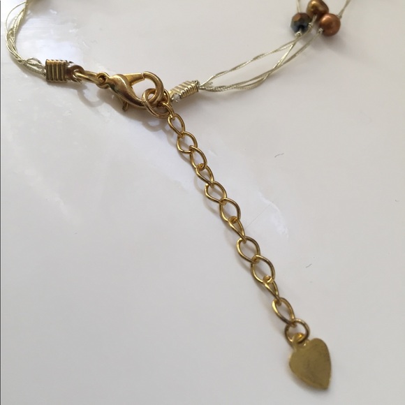 Freshwater pearl 3-strand necklace, brown and gold - Picture 3 of 3